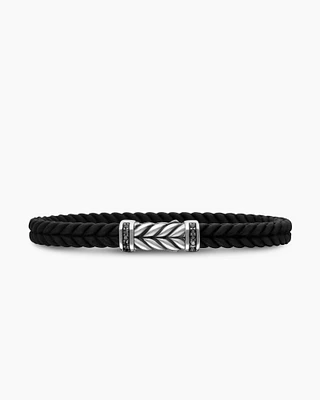 Chevron Bracelet Black Rubber with Diamonds and Sterling Silver
