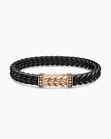 Chevron Bracelet  in Black Rubber with 18K Rose Gold and Cognac Diamonds, 9mm