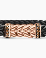 Chevron Bracelet  in Black Rubber with 18K Rose Gold and Cognac Diamonds, 9mm