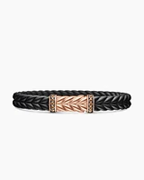 Chevron Bracelet  in Black Rubber with 18K Rose Gold and Cognac Diamonds, 9mm