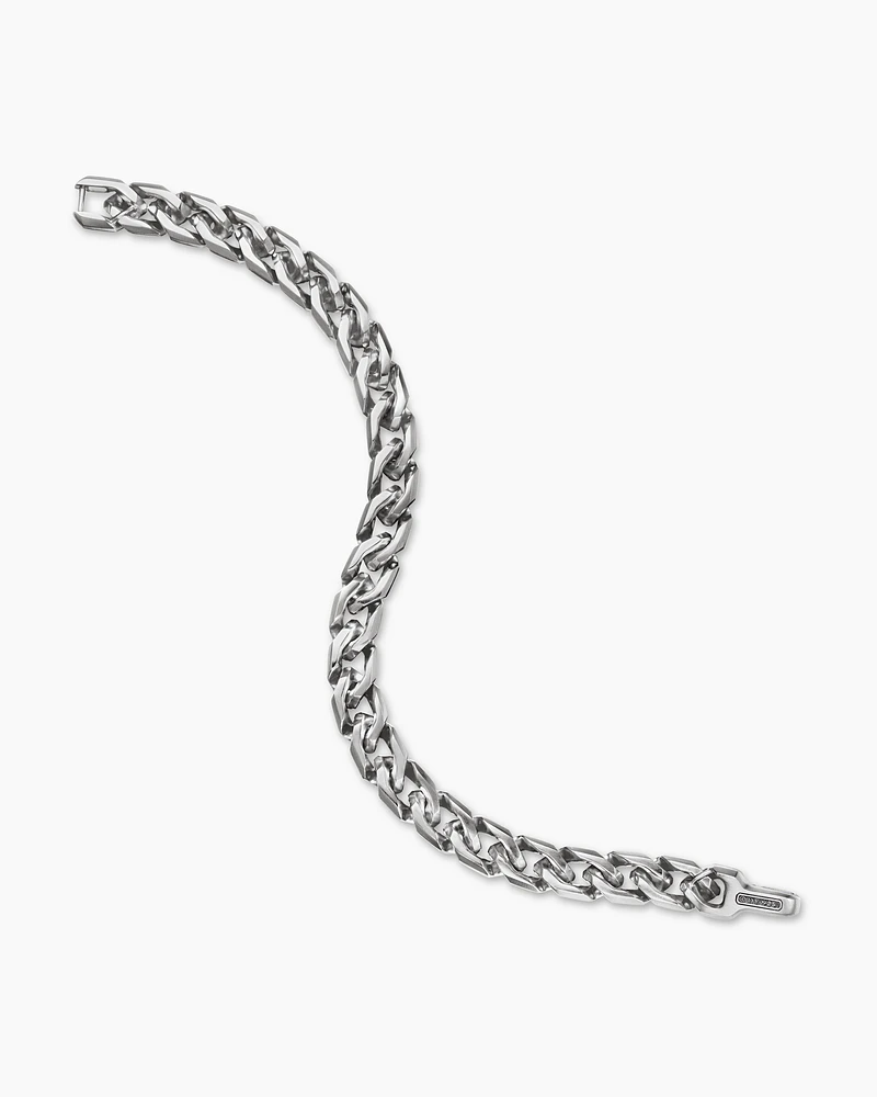 Curb Chain Angular Link Bracelet Sterling Silver, 8.7mm