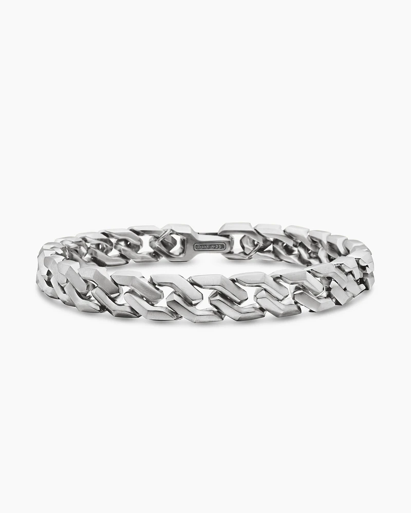 Curb Chain Angular Link Bracelet Sterling Silver, 8.7mm