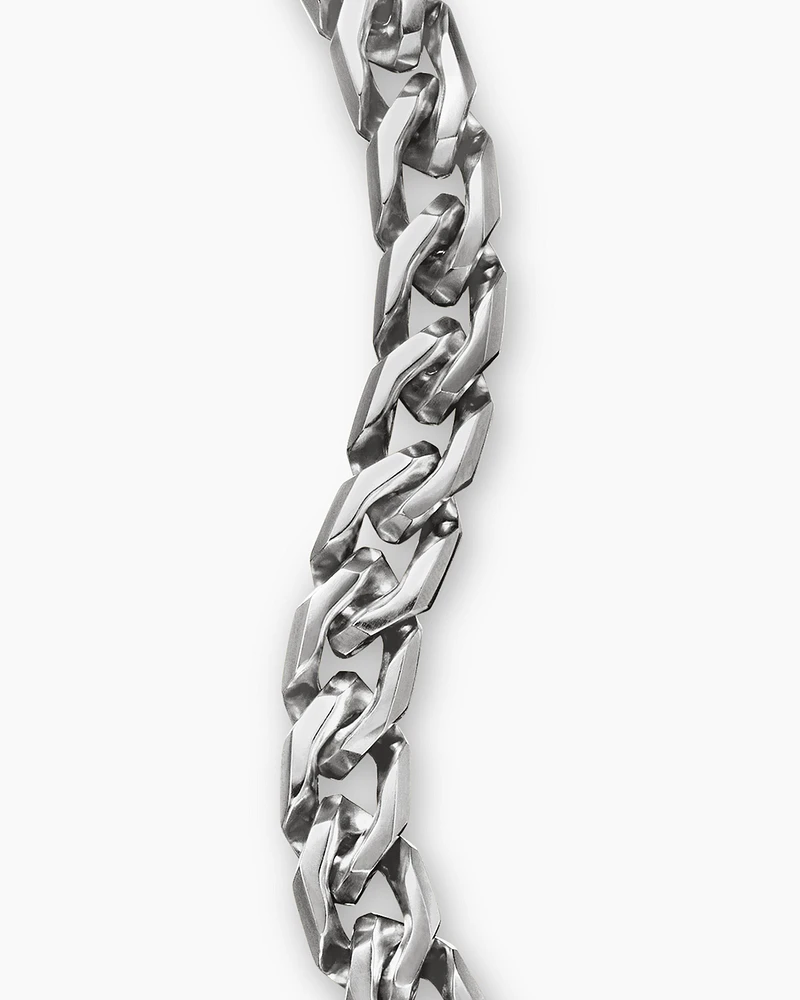 Curb Chain Angular Link Bracelet Sterling Silver, 8.7mm
