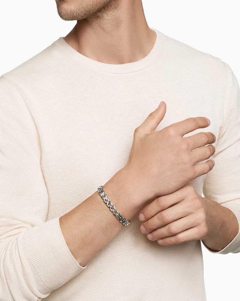 Curb Chain Angular Link Bracelet Sterling Silver, 8.7mm