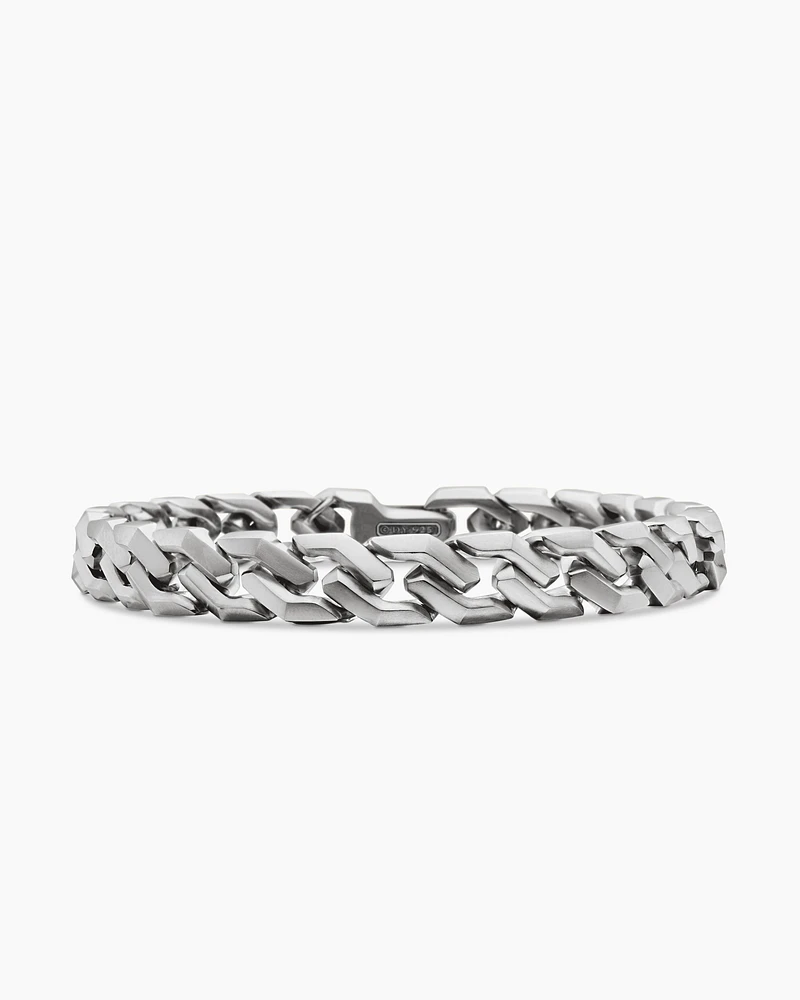 Curb Chain Angular Link Bracelet Sterling Silver, 8.7mm