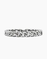 Curb Chain Angular Link Bracelet Sterling Silver, 8.7mm