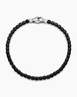 Spiritual Beads Cushion Bracelet Sterling Silver with Black Onyx ,4mm