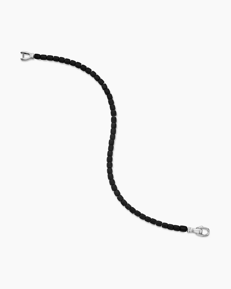 Spiritual Beads Cushion Bracelet Sterling Silver with Black Onyx ,4mm