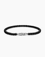 Spiritual Beads Cushion Bracelet Sterling Silver with Black Onyx ,4mm