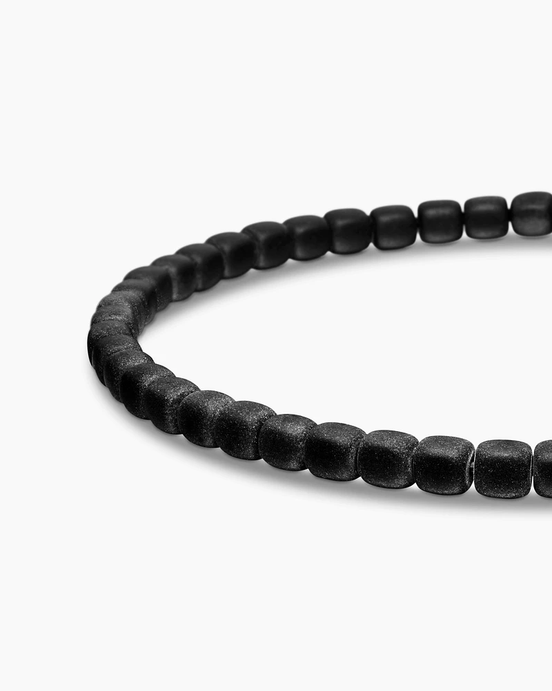 Spiritual Beads Cushion Bracelet Sterling Silver with Black Onyx ,4mm