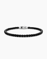 Spiritual Beads Cushion Bracelet Sterling Silver with Black Onyx ,4mm
