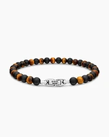 Spiritual Beads Alternating Bracelet Sterling Silver with Black Onyx and Tiger’s Eye, 6mm