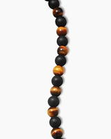 Spiritual Beads Alternating Bracelet Sterling Silver with Black Onyx and Tiger’s Eye, 6mm