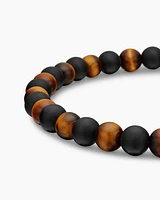 Spiritual Beads Alternating Bracelet Sterling Silver with Black Onyx and Tiger’s Eye, 6mm