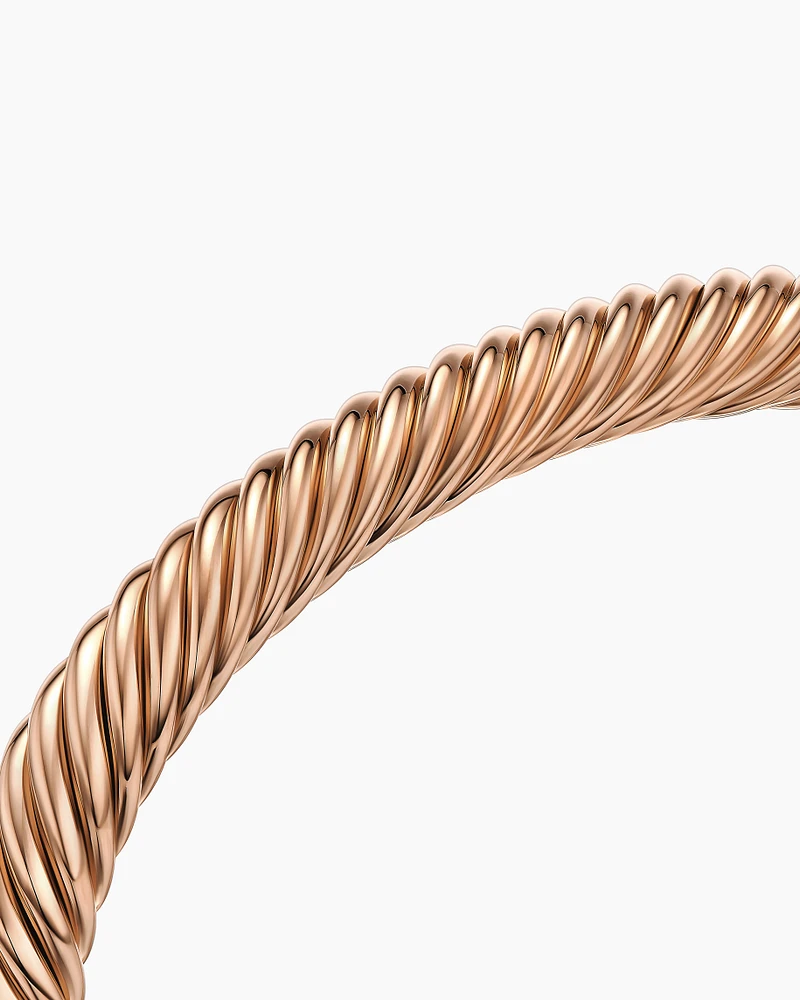 Cable Cuff Bracelet in 18K Rose Gold, 7mm