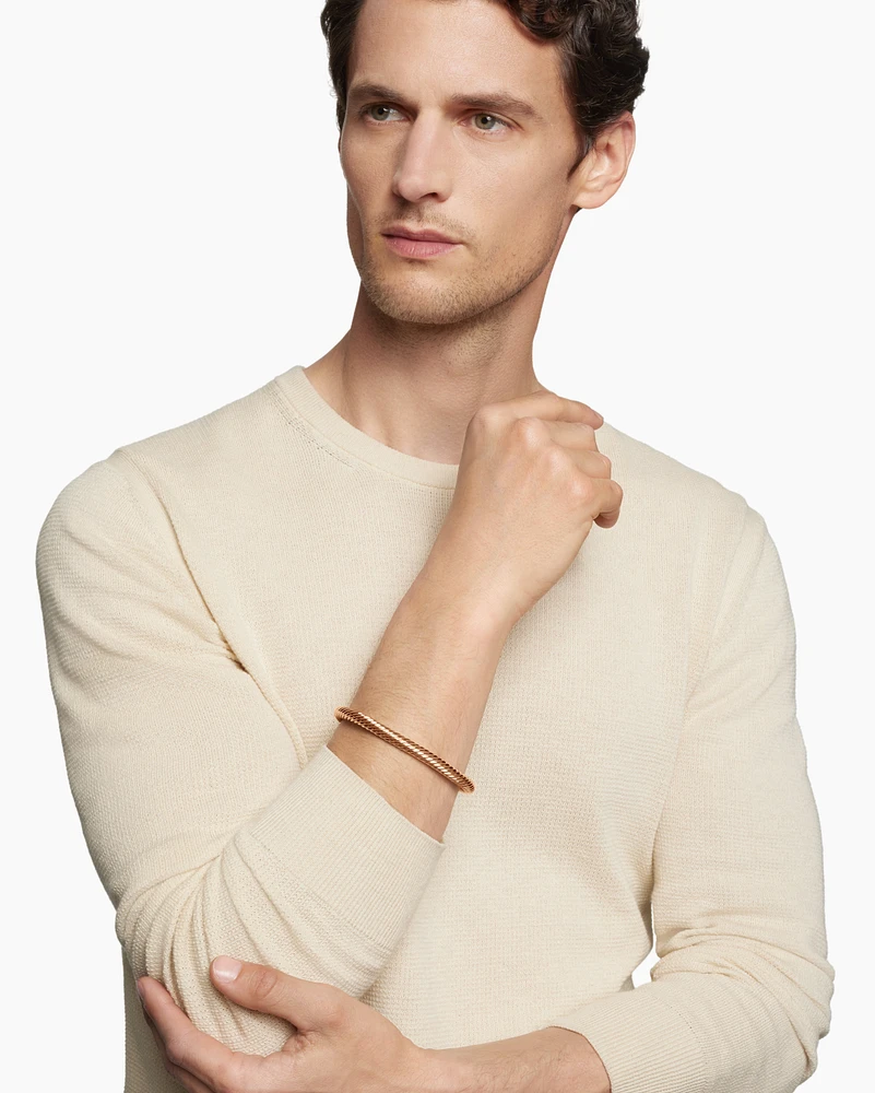 Cable Cuff Bracelet in 18K Rose Gold, 7mm