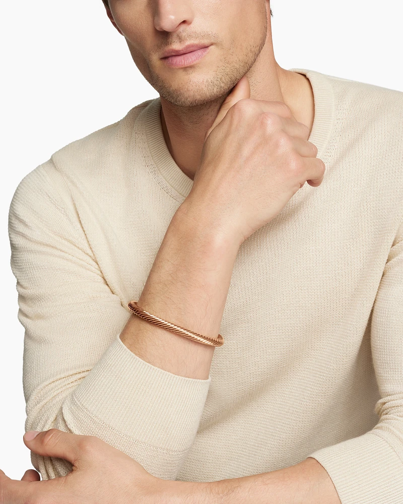 Cable Cuff Bracelet in 18K Rose Gold, 7mm