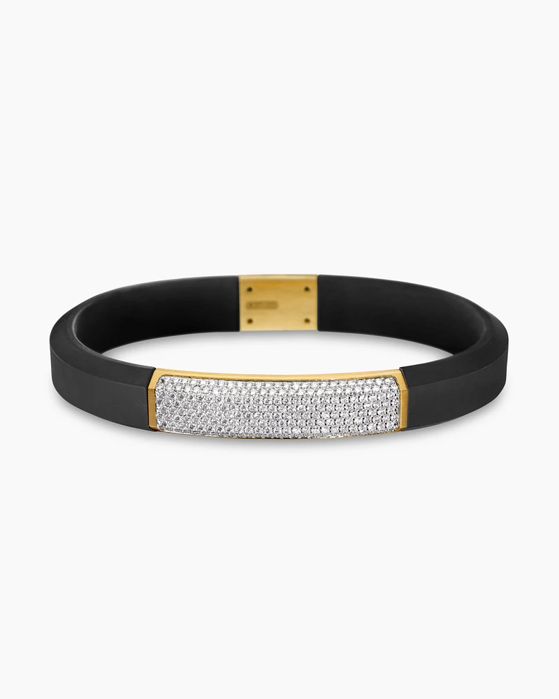 Streamline® ID Bracelet  Black Rubber with Diamonds and 18K Yellow Gold, 10mm