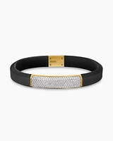 Streamline® ID Bracelet  Black Rubber with Diamonds and 18K Yellow Gold, 10mm