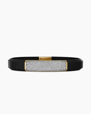 Streamline® ID Bracelet  Black Rubber with Diamonds and 18K Yellow Gold, 10mm