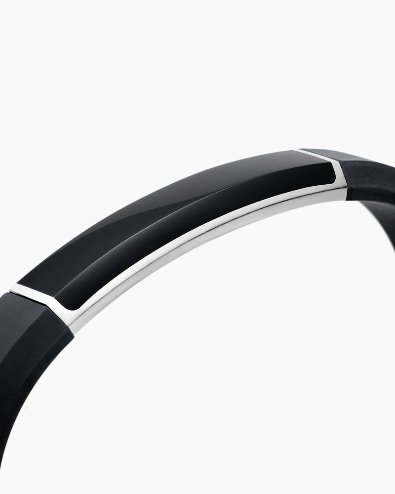 Streamline® ID Bracelet  Black Rubber with Onyx and Sterling Silver, 10mm