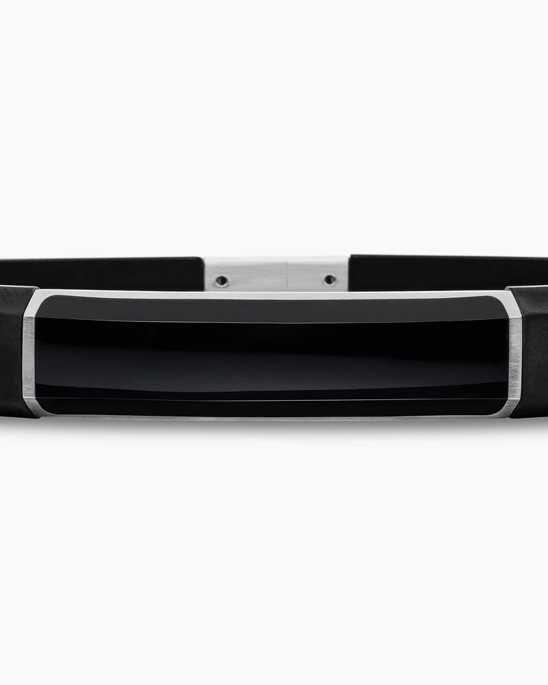 Streamline® ID Bracelet  Black Rubber with Onyx and Sterling Silver, 10mm