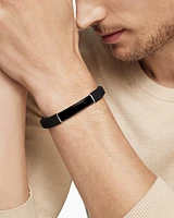 Streamline® ID Bracelet  Black Rubber with Onyx and Sterling Silver, 10mm