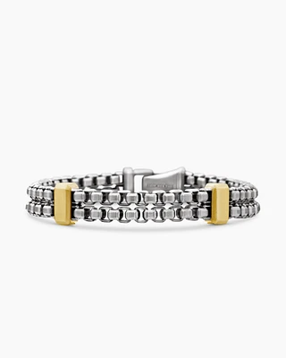 Double Box Chain Bracelet with 18K Yellow Gold
