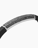 Streamline® ID Bracelet in Black Rubber with Black Diamonds and Sterling Silver, 8mm