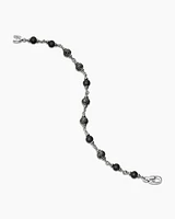 Spiritual Beads Bracelet Sterling Silver with Black Onyx and Diamonds, 6mm