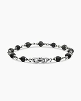 Spiritual Beads Bracelet Sterling Silver with Black Onyx and Diamonds, 6mm
