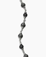 Spiritual Beads Bracelet Sterling Silver with Black Onyx and Diamonds, 6mm