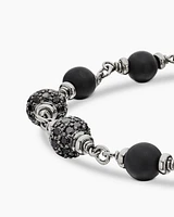 Spiritual Beads Bracelet Sterling Silver with Black Onyx and Diamonds, 6mm