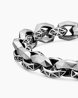 Torqued Faceted Link Bracelet Sterling Silver with Black Diamonds, 11.6mm