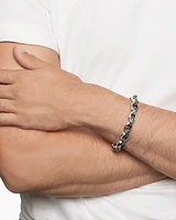 Torqued Faceted Link Bracelet Sterling Silver with Black Diamonds, 11.6mm