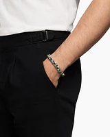 Torqued Faceted Link Bracelet Sterling Silver with Black Diamonds, 11.6mm