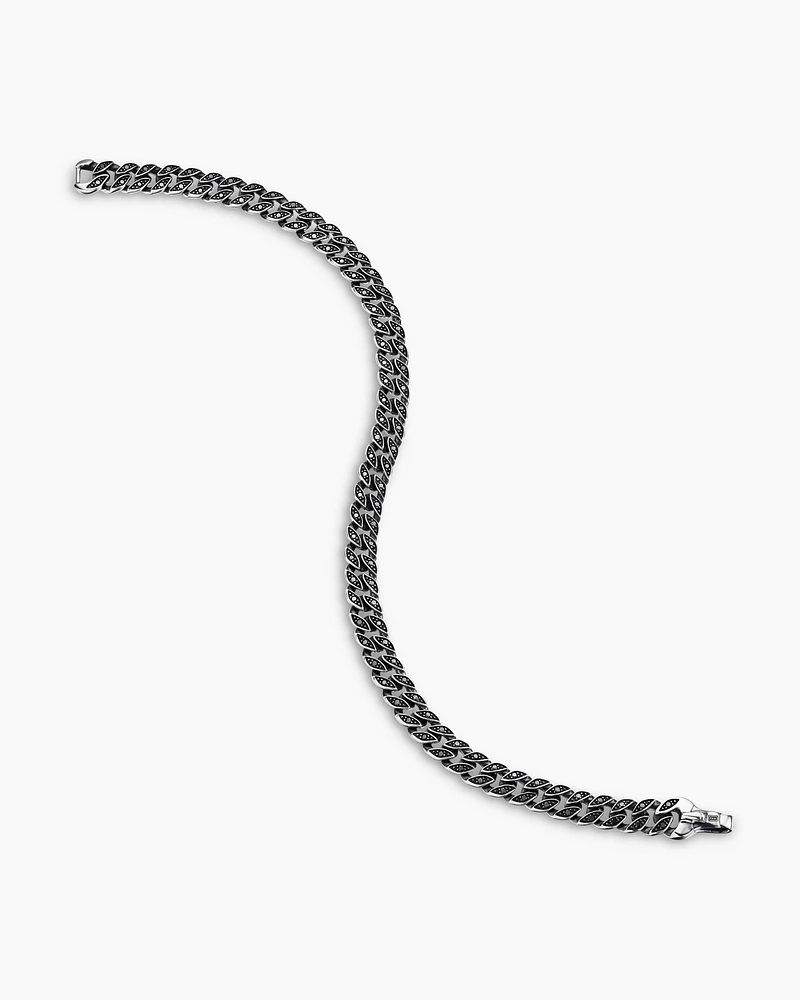 Curb Chain Bracelet Sterling Silver with Diamonds
