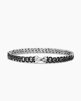 Curb Chain Bracelet Sterling Silver with Diamonds