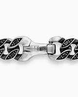 Curb Chain Bracelet Sterling Silver with Diamonds