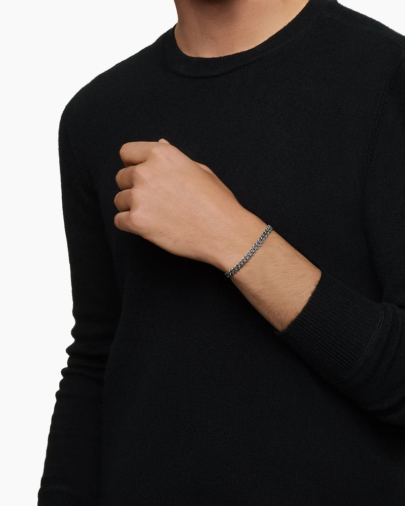 Curb Chain Bracelet Sterling Silver with Diamonds