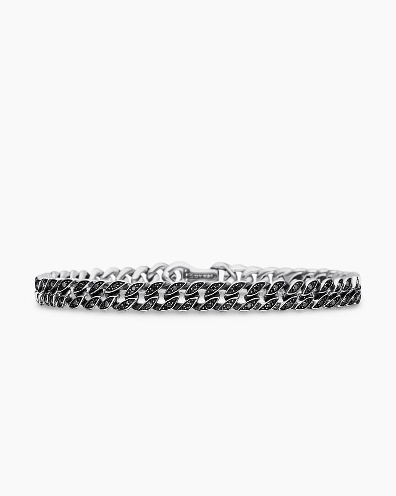 Curb Chain Bracelet Sterling Silver with Diamonds