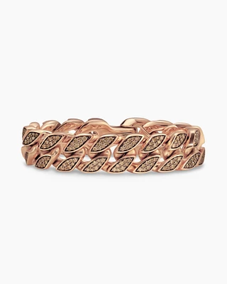 Curb Chain Bracelet 18K Rose Gold with Cognac Diamonds, 18mm