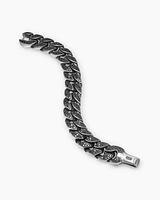Curb Chain Bracelet Sterling Silver with Diamonds