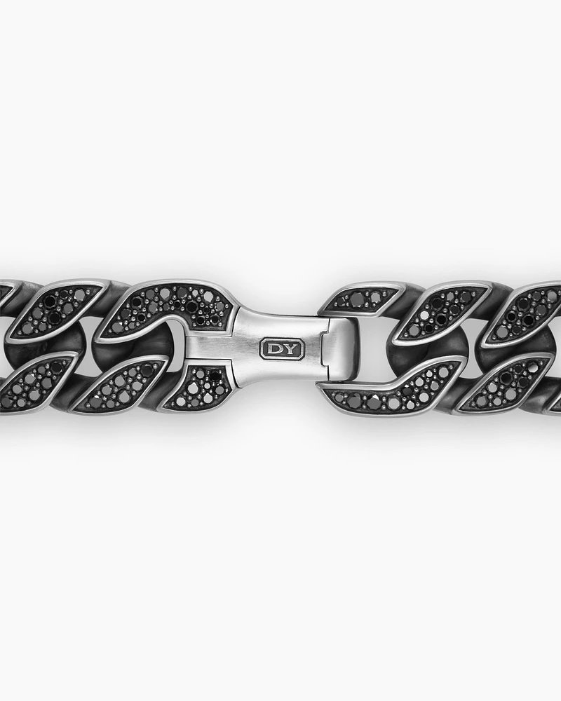 Curb Chain Bracelet Sterling Silver with Diamonds