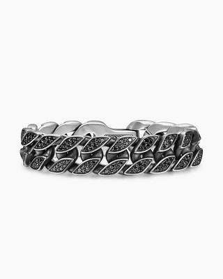 Curb Chain Bracelet Sterling Silver with Diamonds