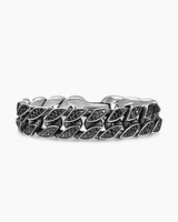 Curb Chain Bracelet Sterling Silver with Diamonds