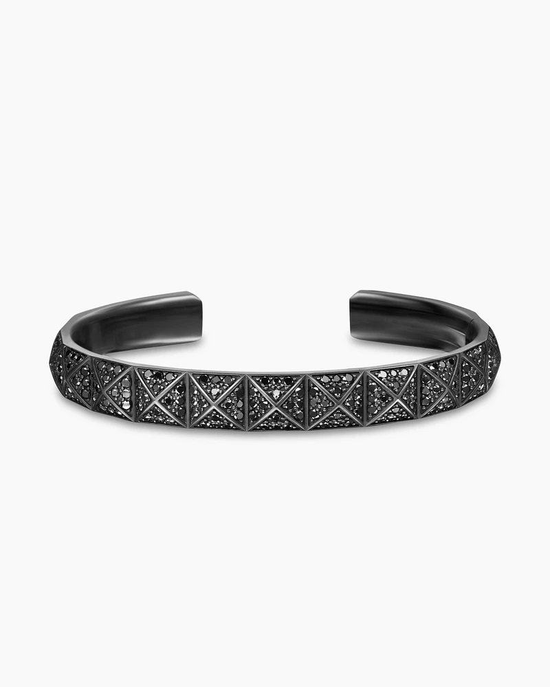 Pyramid Cuff Bracelet Black Titanium with Diamonds, 9.3mm
