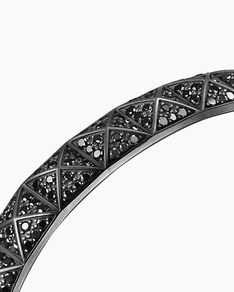 Pyramid Cuff Bracelet Black Titanium with Diamonds, 9.3mm