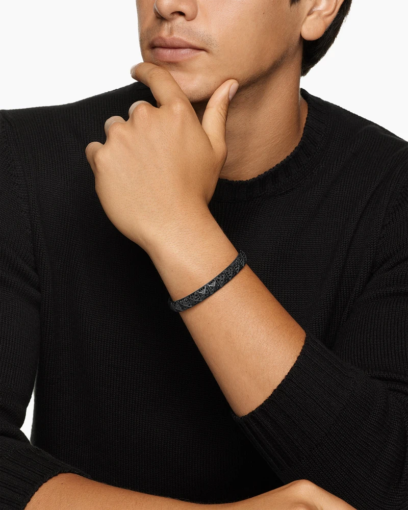 Pyramid Cuff Bracelet Black Titanium with Diamonds, 9.3mm