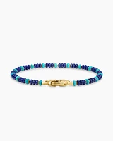 Spiritual Beads Bracelet in 18K Yellow Gold with Lapis and Turquoise, 4mm